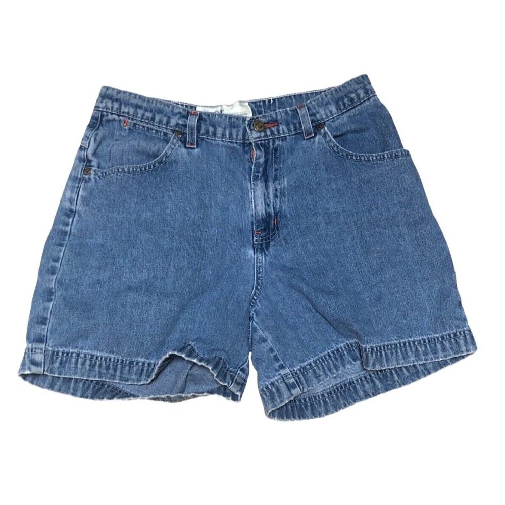 OCI Jean Shorts Womens Juniors 9 Carpenters Loop Flat Front Light Blue Denim